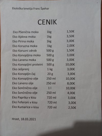 Ekološka kmetija Špehar Franc